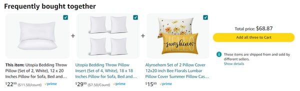 An example of personalization of Conversion Rate Optimization, showing the webpage of Amazon selling different pillows when we enter the web page, based on our preferences.