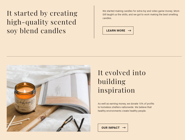 Photo from article on how to make candles shows Frères Banchiaux's website, where the brand says: "It started by creating high-quality scented soy blend candles, it evolved into building inspiration."