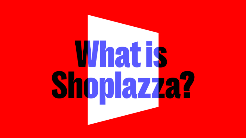 Cover image with the words "What is Shoplazza" at the center, placed over a trapezoid, with the Shoplazza colors.