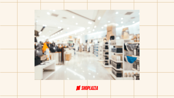 The image of a department store filled with shelves, representing retail sales.